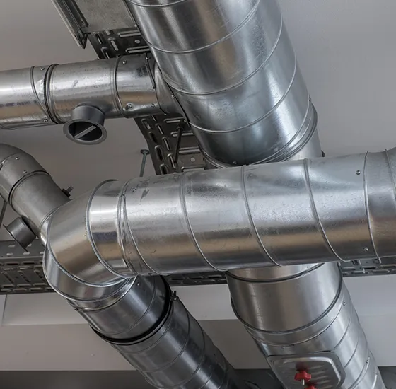 Close-up of a robust and professionally installed air duct network in Lafayette, GA, showcasing high-quality materials and expert craftsmanship.